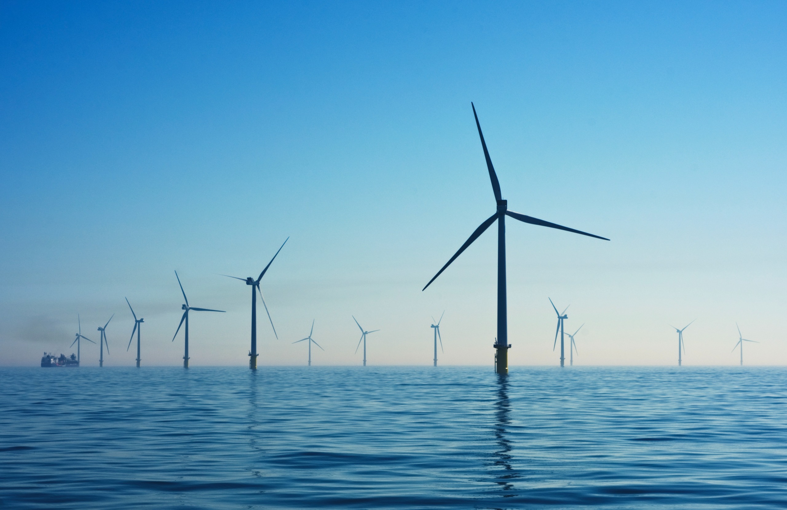 wind turbines in the ocean